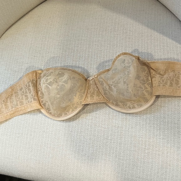 Dior Sheer Nude Mesh Monogram Strapless Bra . - Picture 9 of 9
